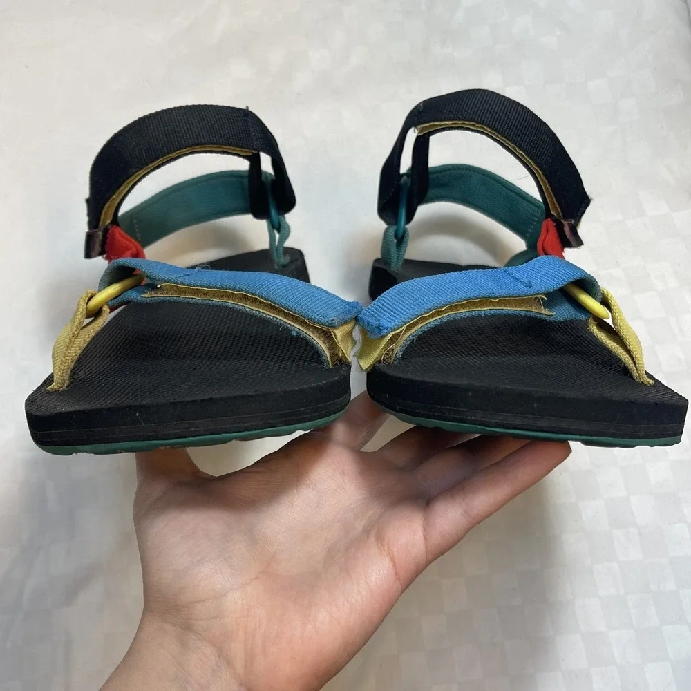 Teva Original Universal Sandals Blue Multicolor Green Soles Mens 12 UK11 EU 45.5